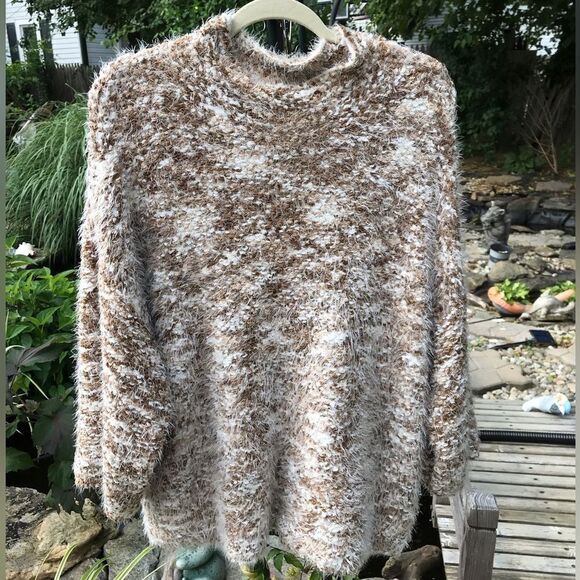 Fuzzy Cream and Tan Sweater - Picture 1 of 10